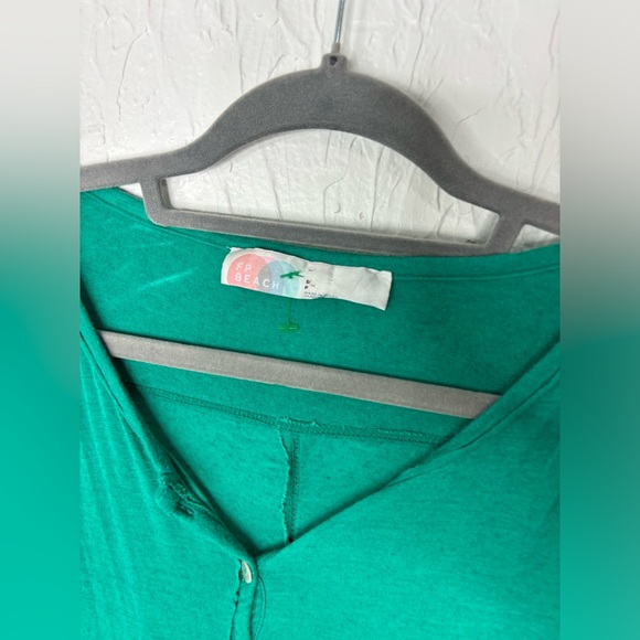 Free People Beach Teal Linen-Blend Button Front Swim Cover Up Tunic Top Size S - Picture 2 of 3